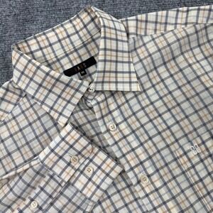 DAKS‎ Button Up Shirt 95 Beige Plaid Long Sleeve House Check Men's
